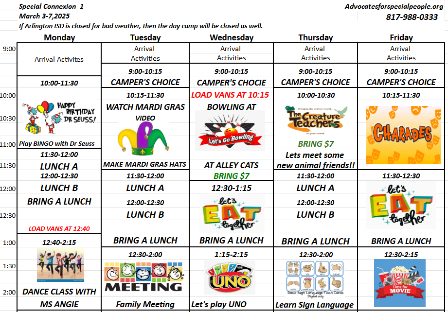 Sample Schedule<br />
