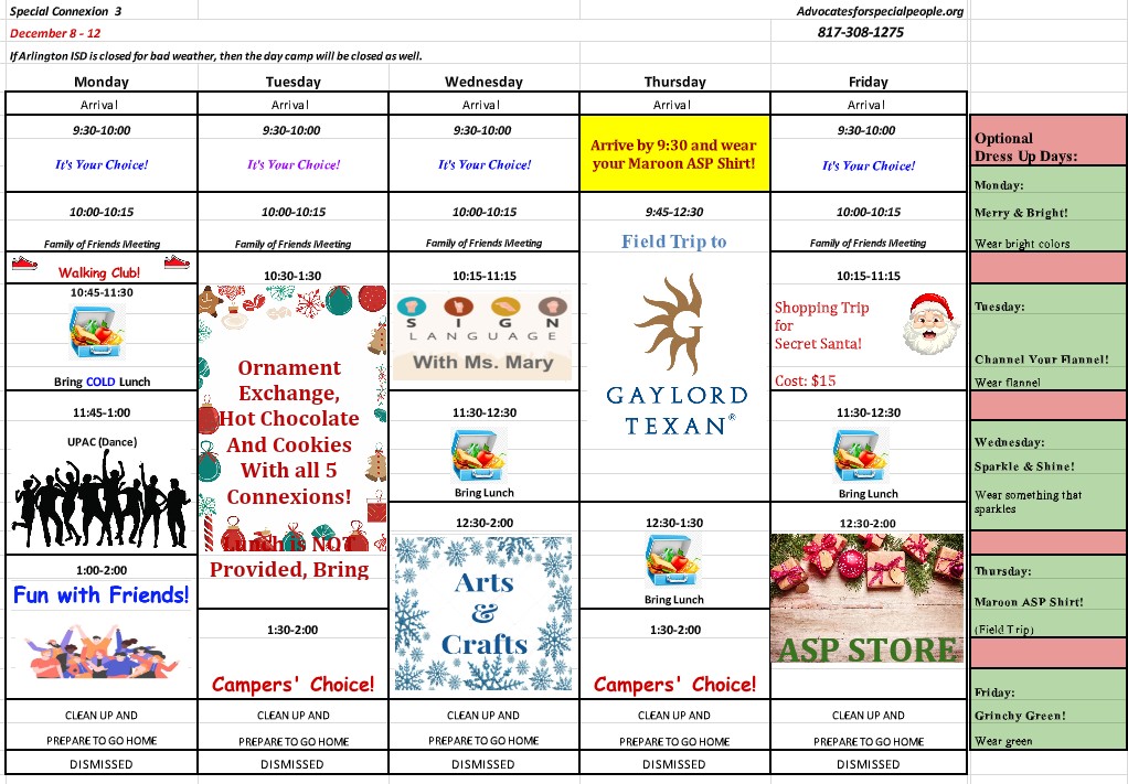 Sample Schedule<br />
