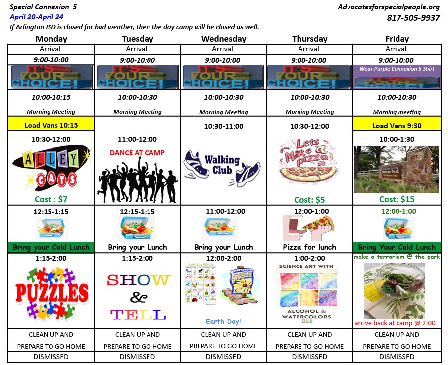 Connection Five August Schedule