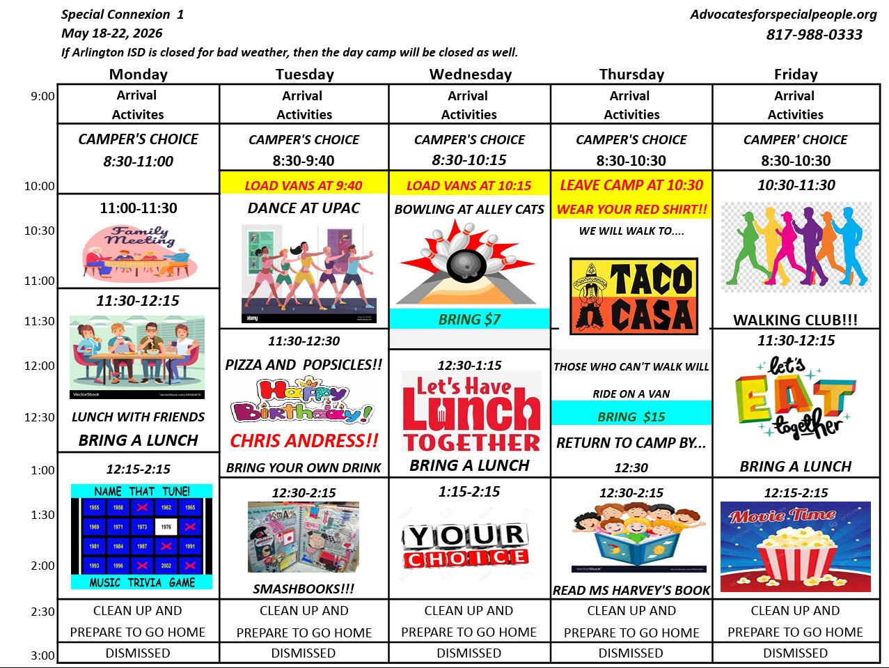 Sample Schedule<br />
