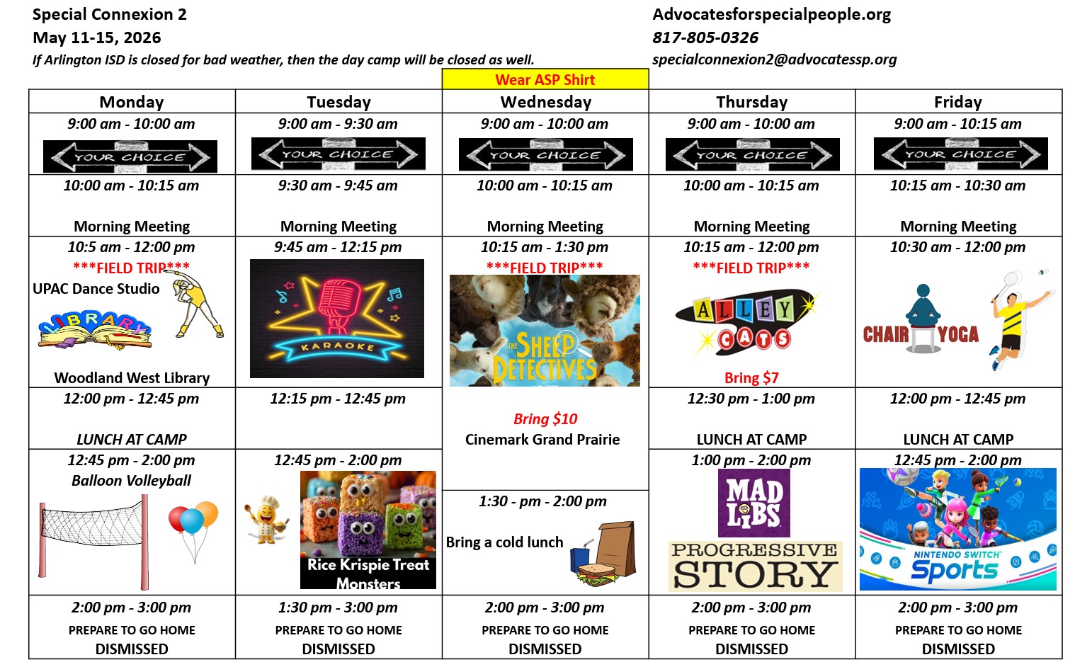 Sample Schedule<br />
