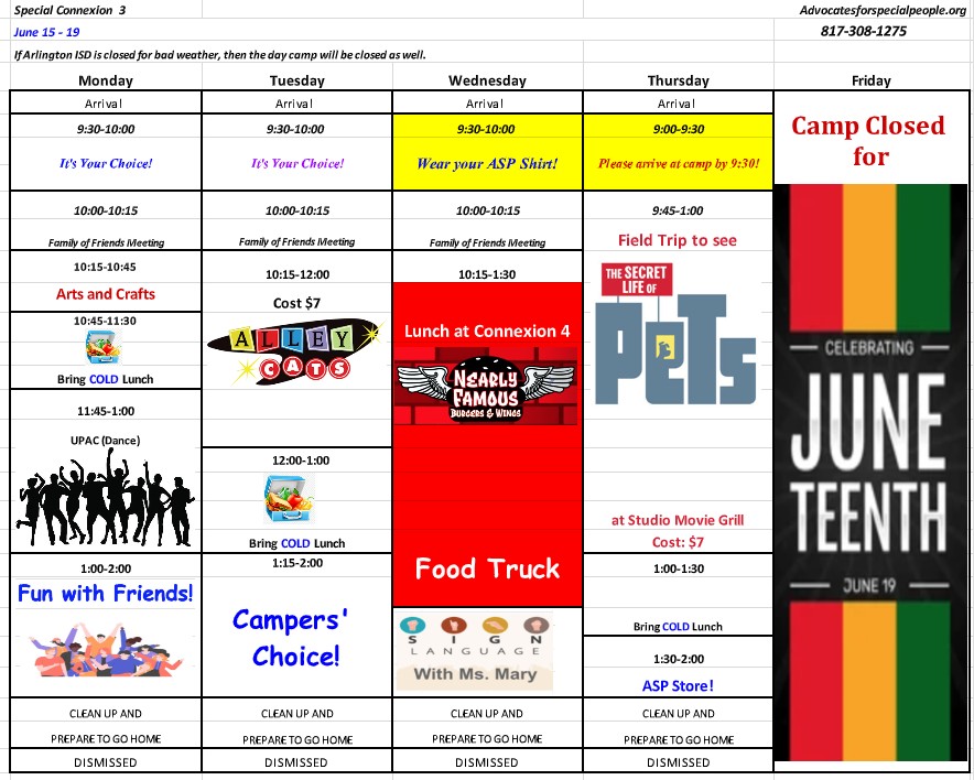 Sample Schedule<br />

