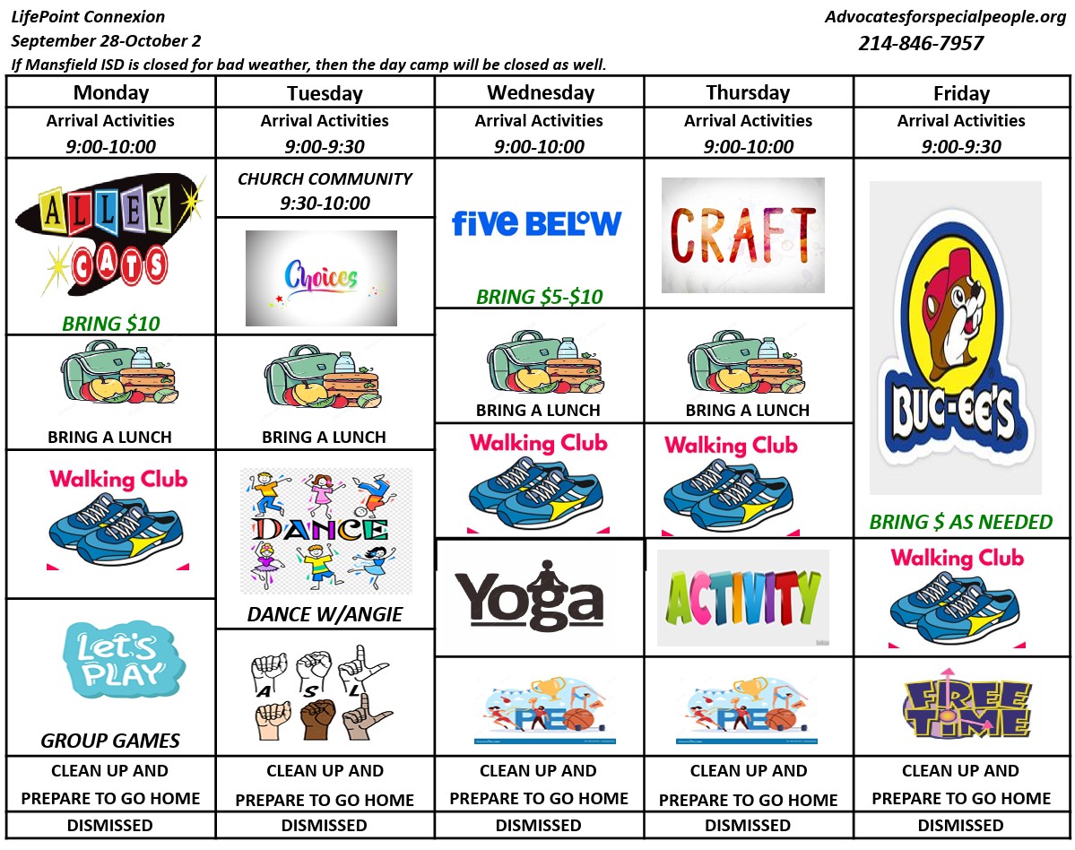 Connection Five August Schedule