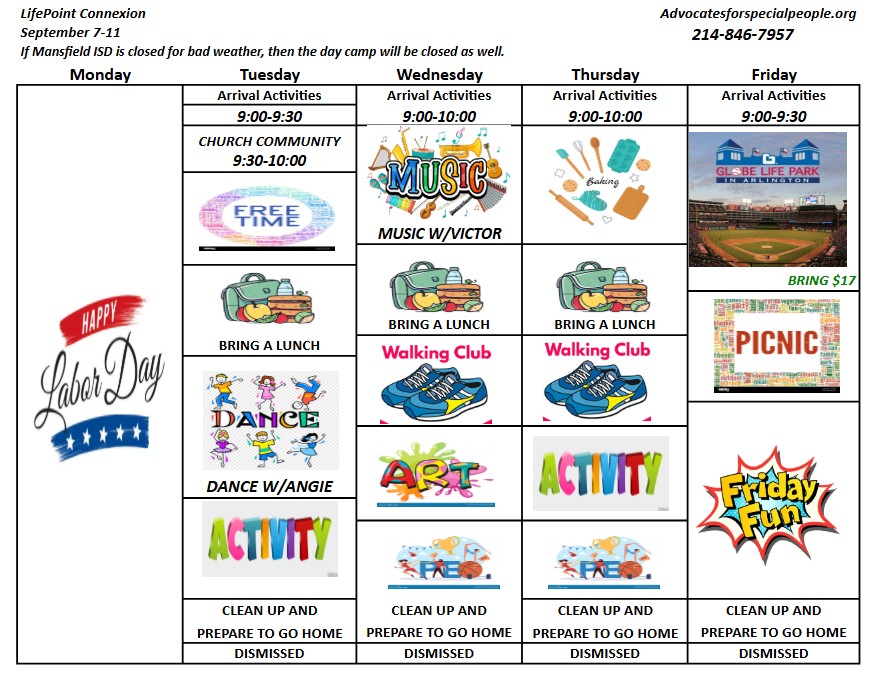 Connection Five August Schedule