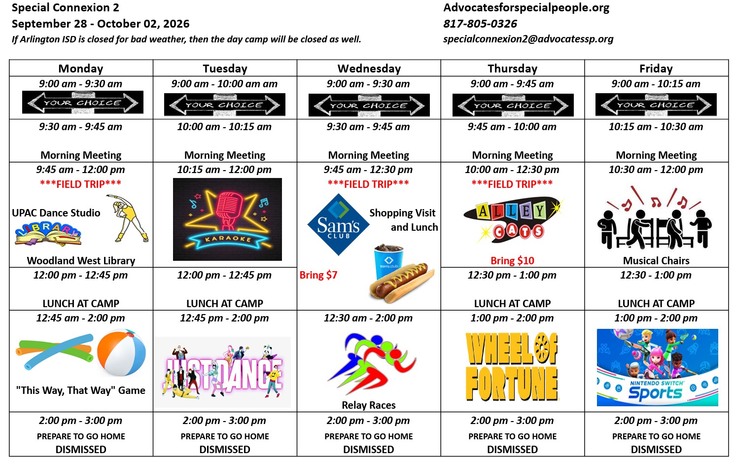 Sample Schedule<br />
